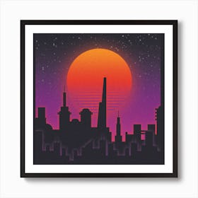 Sunset Citya Scape Art Print