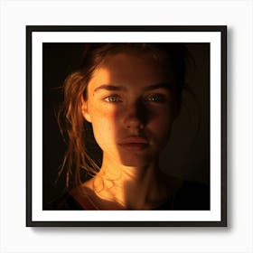 Portrait of a young woman through the light Art Print