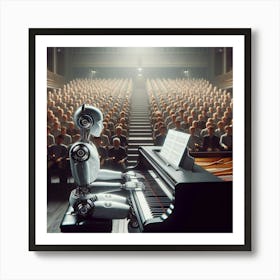 Robot Playing Piano Art Print