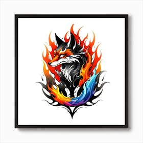 Fire Fox Tattoo Art Print