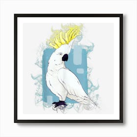 Water Splash Art Bird Cute Cockatoo Art Print