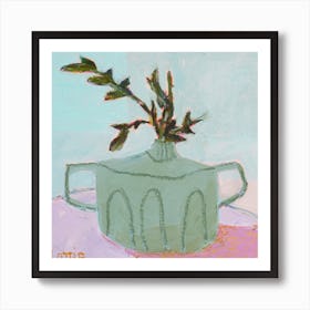 Lottie's Green Vase on Velvet Art Print