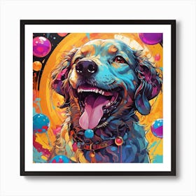 Dog With Bubbles Art Print