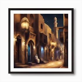 Arabic Street At Night 1 Art Print