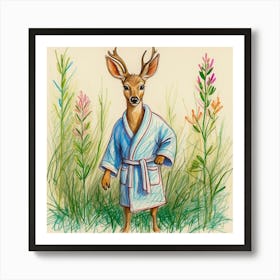 Deer In Bathrobe 11 Art Print