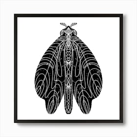 Moth linocut stylized Art Print