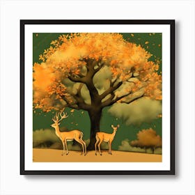 Deerpark in Autumn Art Print