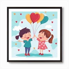 Children With Balloons Art Print