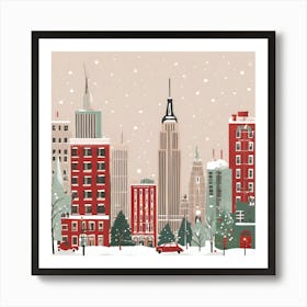 New York City Winter Travel Christmas Painting Art Print