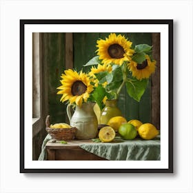 Sunflowers And Lemons 4 Art Print