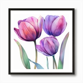 Watercolor Tulips 4 Art Print