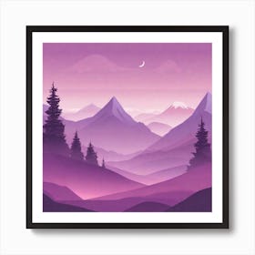 Misty mountains background in purple tone 93 Art Print