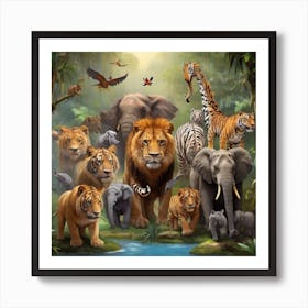 Lions In The Jungle Art Print