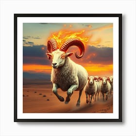 Rams In The Desert 3 Art Print