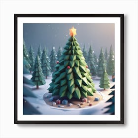 3d Christmas Tree Art Print