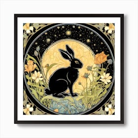 Rabbit In The Moonlight Art Print