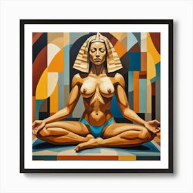 Sphinx Pose Cubism Style Art Print