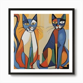 Two Cats Modern Art Picasso Inspired Art Print