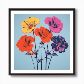 Andy Warhol Style Pop Art Flowers Florals 6 Square Art Print