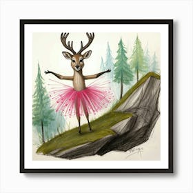 Deer In Pink Tutu 1 Art Print