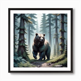 Grizzly Bear In The Forest 12 Art Print