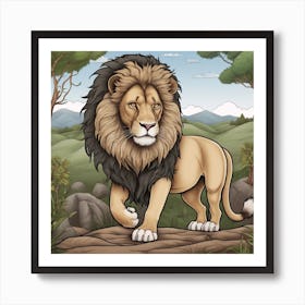 Lion In The Forest Art Print