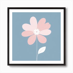 A White And Pink Flower In Minimalist Style Square Composition 348 Art Print