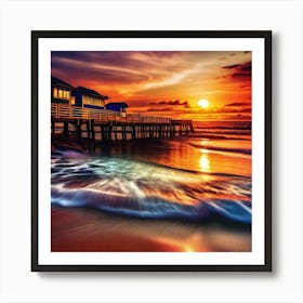 Sunset At The Beach 199 Art Print