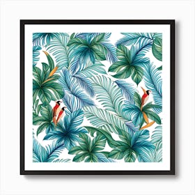 Tropical Leaves Seamless Pattern 1 Art Print