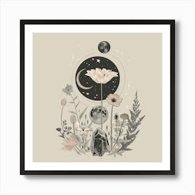 Minimalist Boho Celestial Moon 1 Art Print