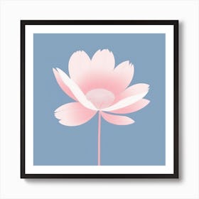 A White And Pink Flower In Minimalist Style Square Composition 455 Art Print