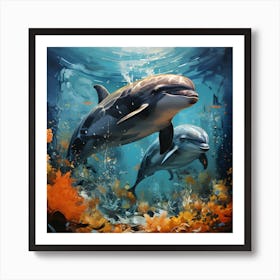 Dolphins In The Ocean Art Print