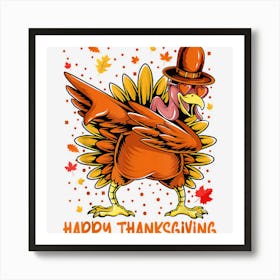 Happy Thanksgiving Dabbing Turkey Day Pilgrim Men Kids Art Print