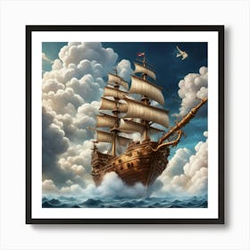 Sailing Ship In The Clouds Art Print