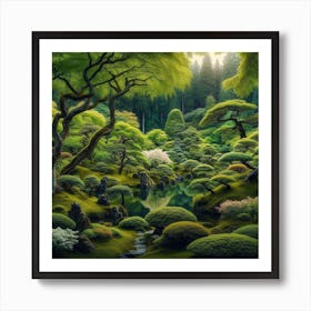 Japanese temple garden 1 Art Print