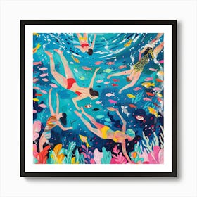 Swimmers in style of Matisse Art Print