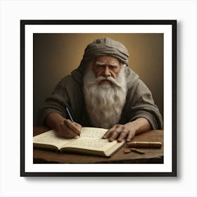 Old Man Writing Art Print