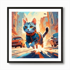 Running Away Cat Art Print