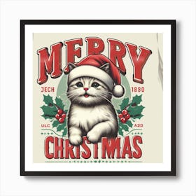Merry Christmas Cat 10 Art Print