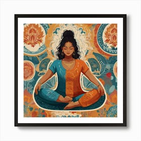 Meditating Woman Energy auras Art Print