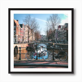 Amsterdam Canal Bikes Square Art Print