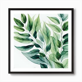 Green Leaves boho wall art Art Print