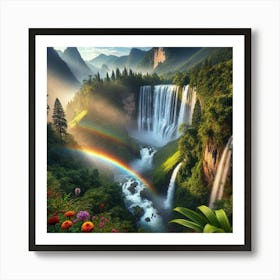 Rainbow Over Waterfall Art Print