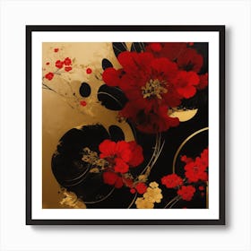 Gutai Red Flowers Art Print