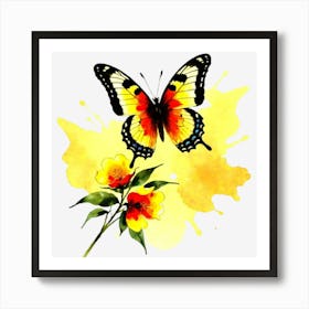 Butterfly And Flowers 21 Art Print