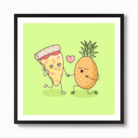 Pineapple Pizza Love Square Art Print