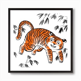 Happy Tiger Square Art Print