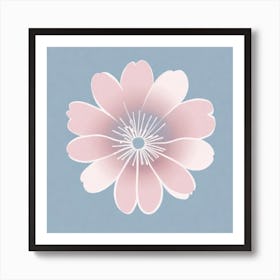 A White And Pink Flower In Minimalist Style Square Composition 265 Art Print