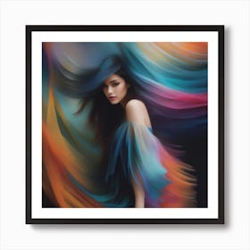 Girl In A Colorful Dress Art Print