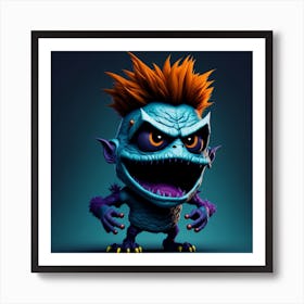 Leonardo Diffusion A Cartoon Monster With Colorful Sharp Hai 1 Art Print